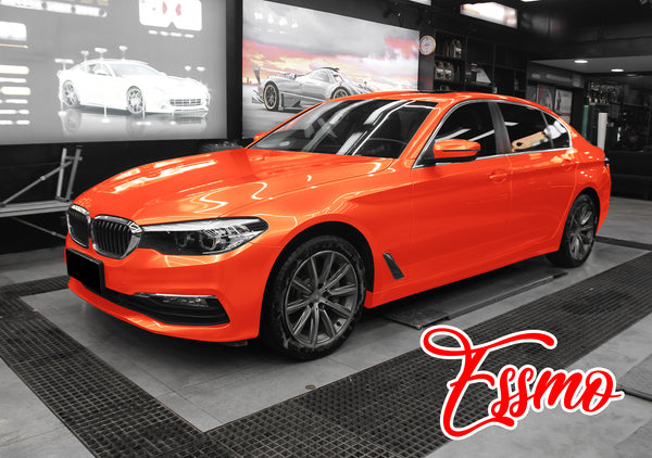 PET Super Gloss Metallic Orange Vinyl Wrap