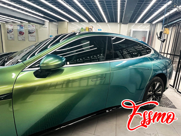 PET Galaxy Dust Gloss Spring Green Color Shift Vinyl Wrap