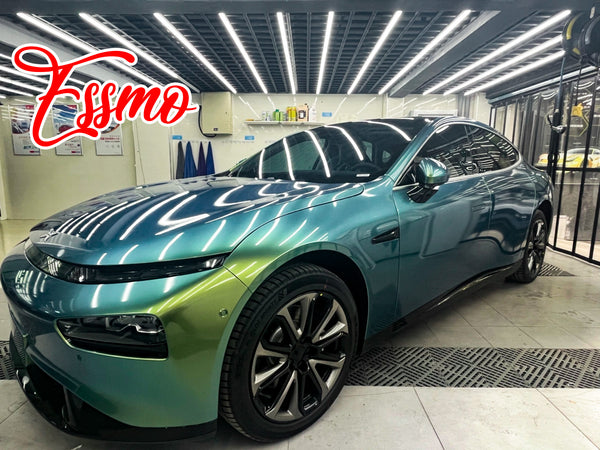 PET Galaxy Dust Gloss Spring Green Color Shift Vinyl Wrap