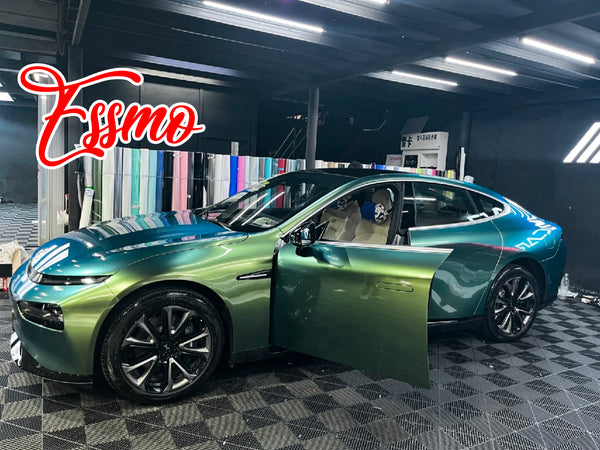 PET Galaxy Dust Gloss Spring Green Color Shift Vinyl Wrap
