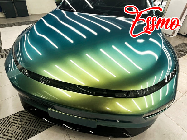 PET Galaxy Dust Gloss Spring Green Color Shift Vinyl Wrap