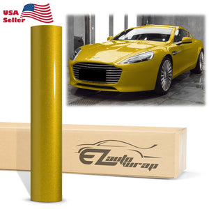 Gloss Diamond Glitter Yellow Vinyl Wrap