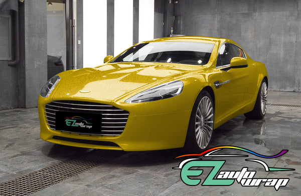 Gloss Diamond Glitter Yellow Vinyl Wrap