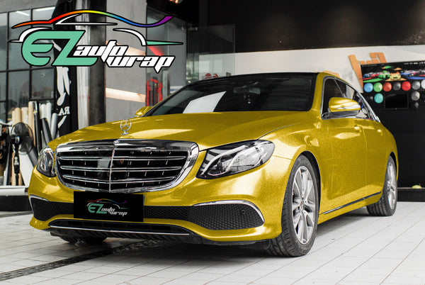 Gloss Diamond Glitter Yellow Vinyl Wrap