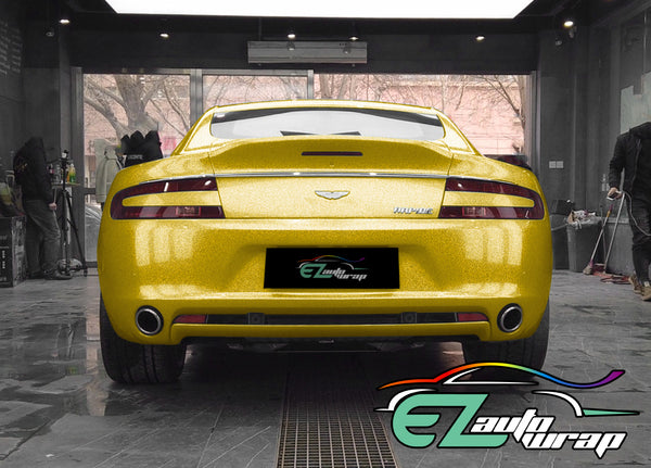 Gloss Diamond Glitter Yellow Vinyl Wrap