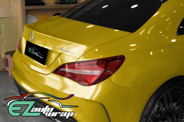 Gloss Diamond Glitter Yellow Vinyl Wrap