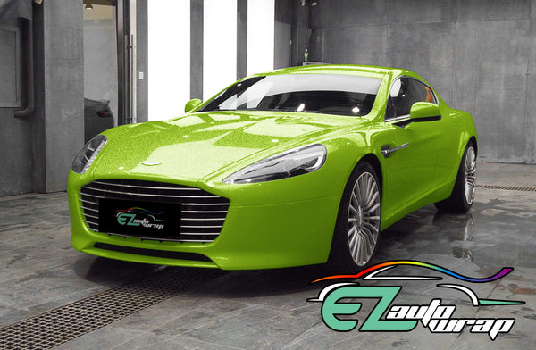 Gloss Diamond Glitter Lime Green Vinyl Wrap