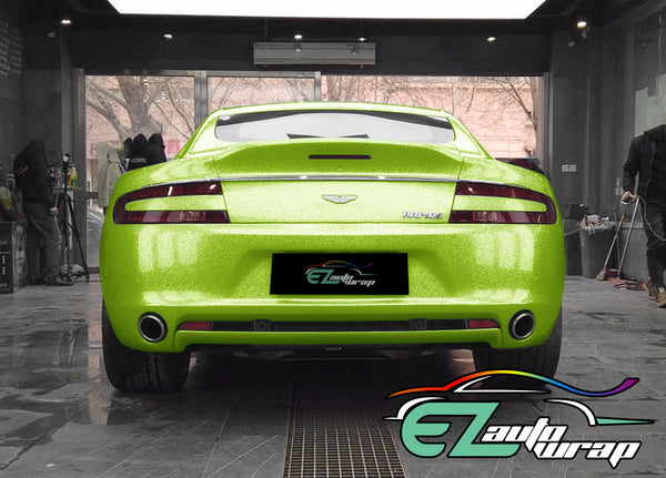 Gloss Diamond Glitter Lime Green Vinyl Wrap