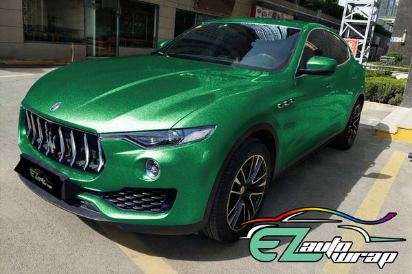 Gloss Diamond Glitter Green Vinyl Wrap