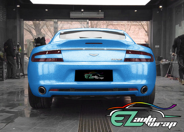 Gloss Diamond Glitter Light Blue Vinyl Wrap