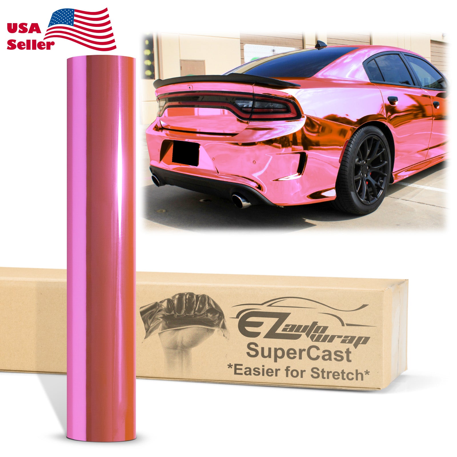 Supercast Hot Pink Easy Stretch Chrome Vinyl Wrap