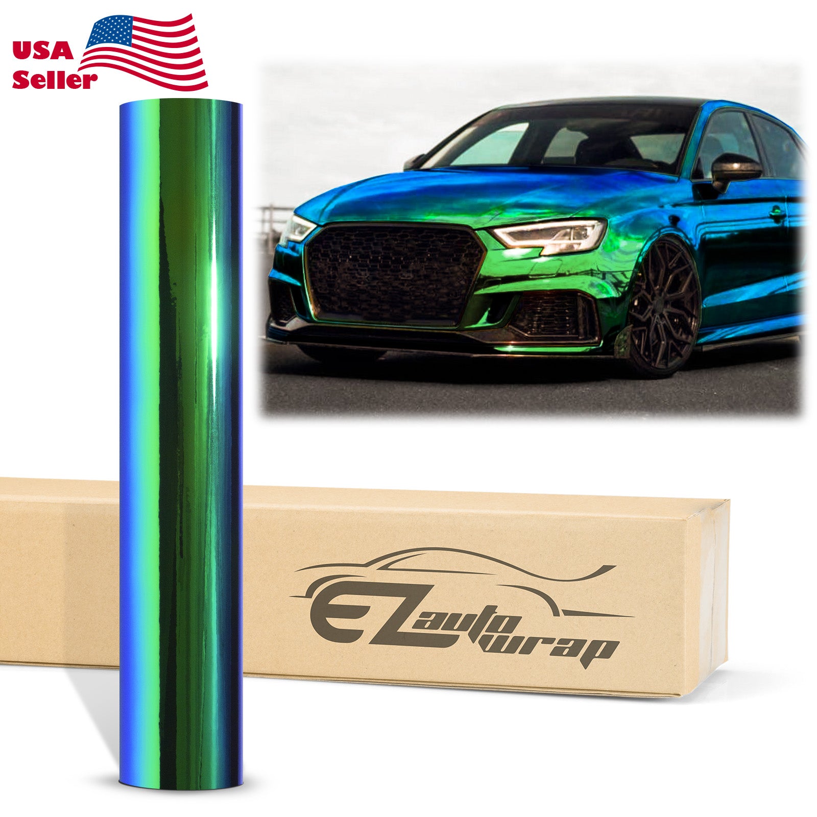 Neo Holographic Blue Green Vinyl Wrap