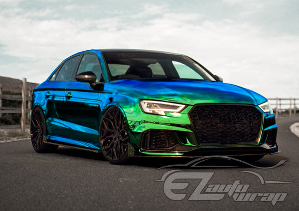 Neo Holographic Blue Green Vinyl Wrap
