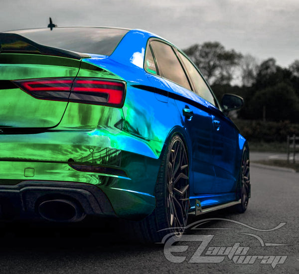 Neo Holographic Blue Green Vinyl Wrap