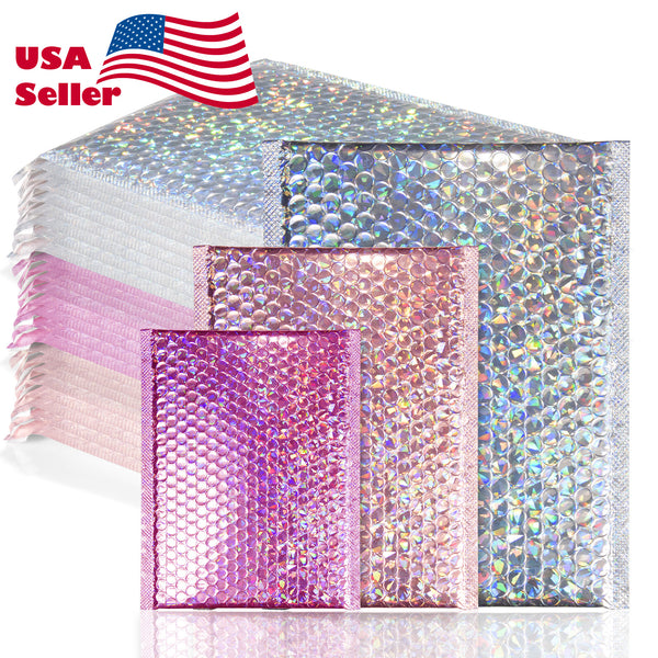 Holographic Glamour Bubble Mailer Mailing Shipping Multipurpose Waterproof  Durability Envelopes Bags