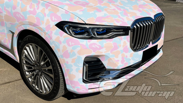 Camouflage Ape Bubblegum Orange Vinyl Wrap