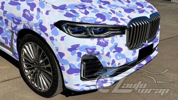 Camouflage Ape Blue Vinyl Wrap