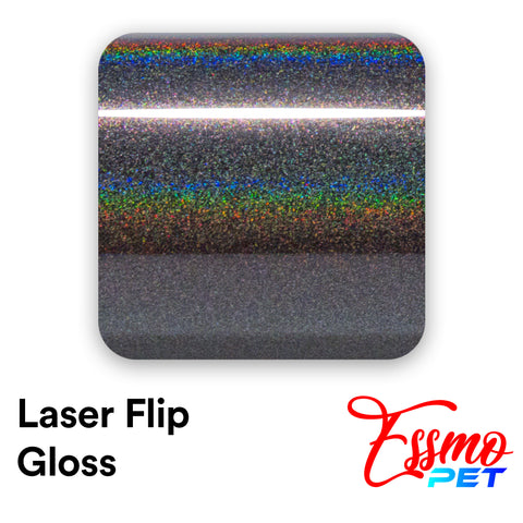 PET Laser Flip Gloss Rainbow Gray Vinyl Wrap