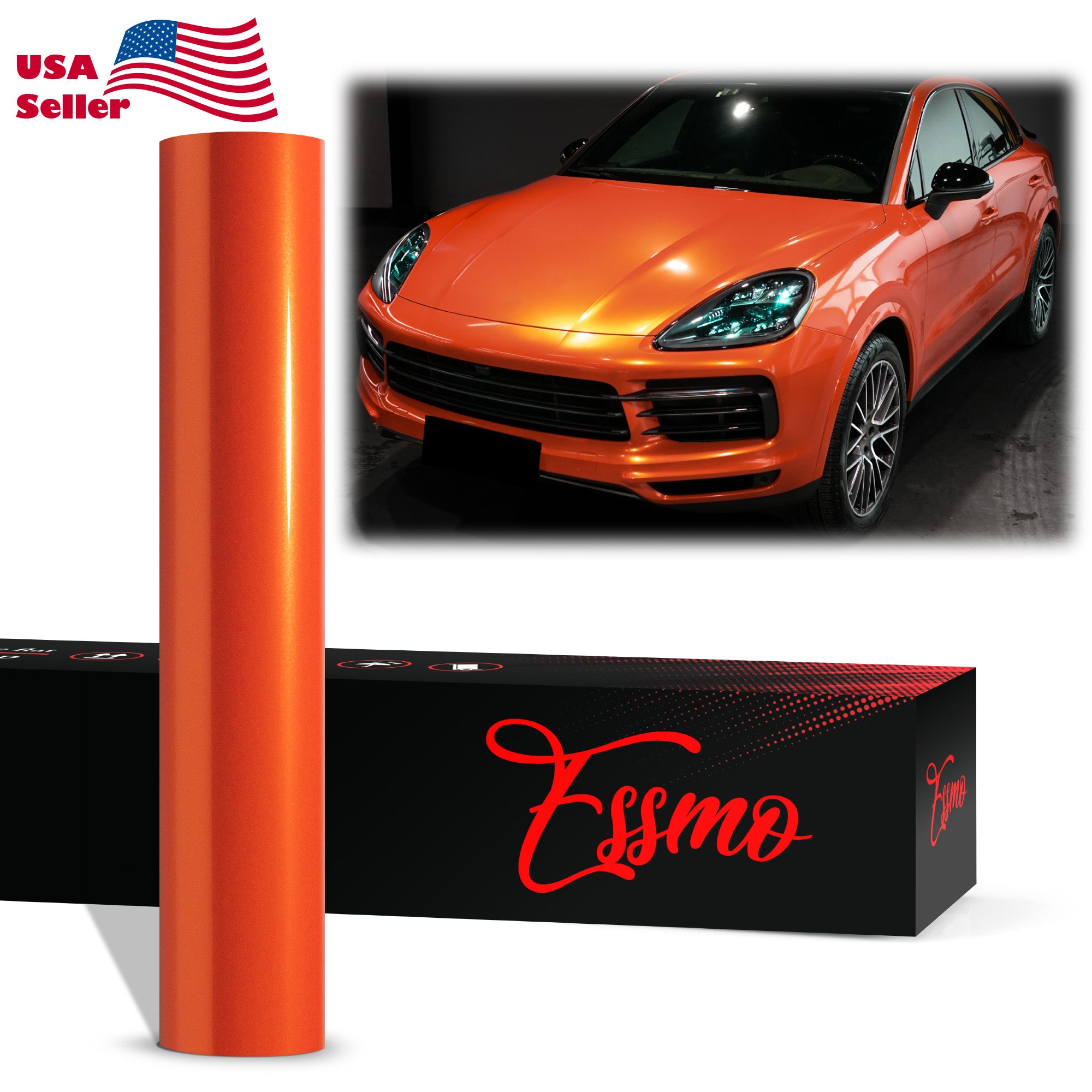 PET Super Gloss Metallic Molten Orange Vinyl Wrap