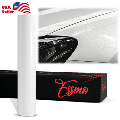 PET Super Gloss Metallic Sparkle White Vinyl Wrap