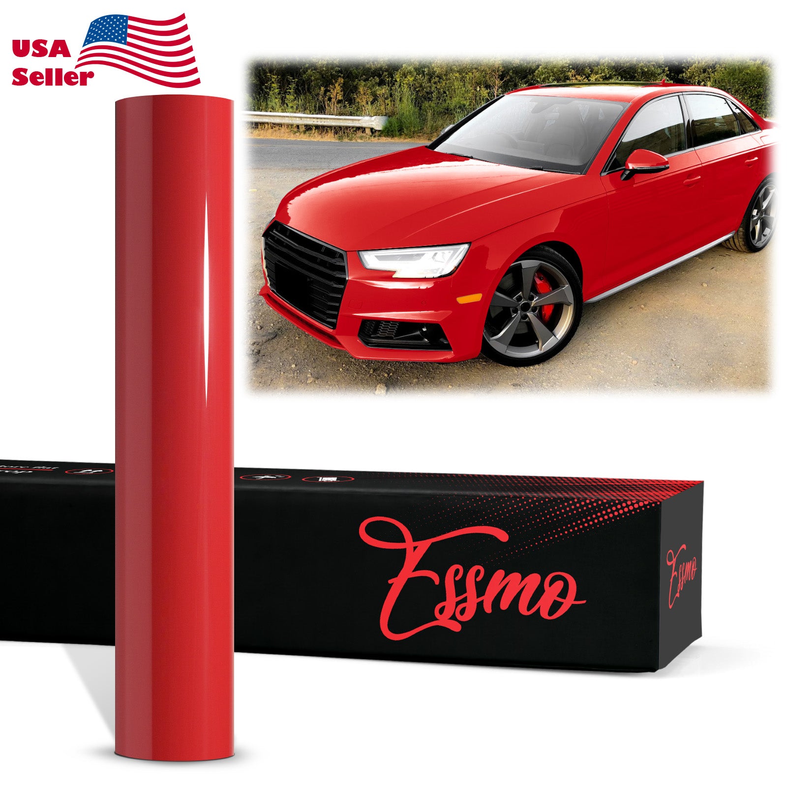 AUTOGOODY 6ft X 5ft Super Gloss Red Vinyl Film Wrap – Air Bubble Free (72"x60")