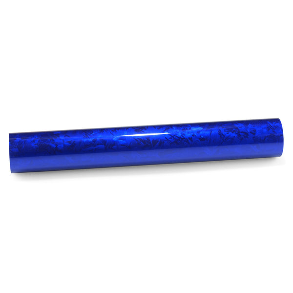 24K Chopped Forged Carbon Fiber Gloss Blue Vinyl Wrap