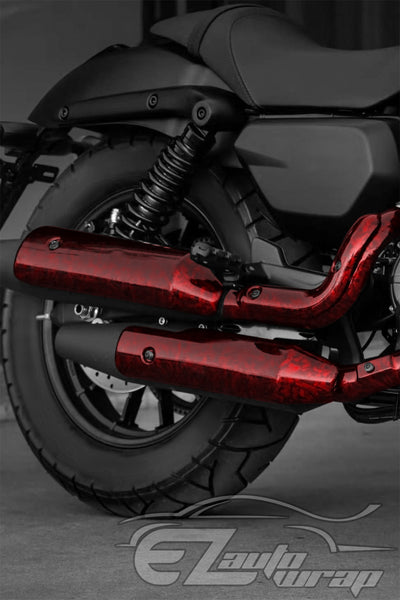 24K Chopped Forged Carbon Fiber Gloss Dark Red Vinyl Wrap