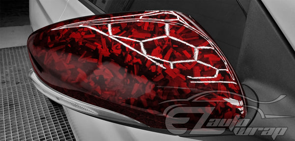 24K Chopped Forged Carbon Fiber Gloss Dark Red Vinyl Wrap