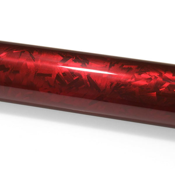24K Chopped Forged Carbon Fiber Gloss Dark Red Vinyl Wrap