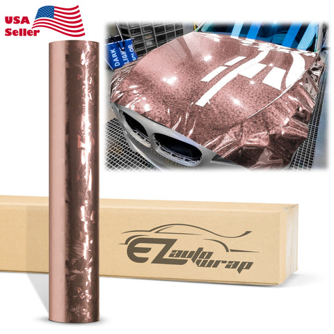 24K Chopped Forged Carbon Fiber Gloss Rose Gold Vinyl Wrap