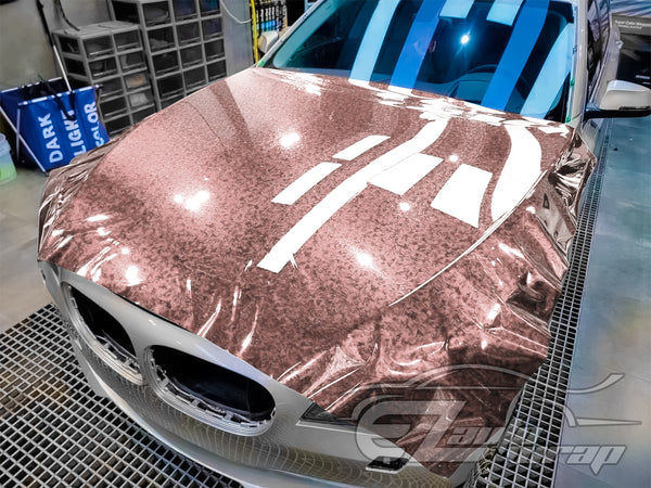 24K Chopped Forged Carbon Fiber Gloss Rose Gold Vinyl Wrap