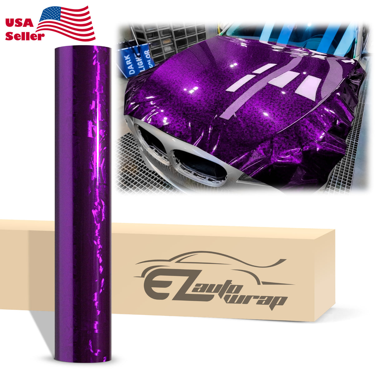 24K Chopped Forged Carbon Fiber Gloss Royal Purple Vinyl Wrap – EzAuto Wrap