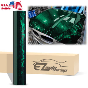 24K Chopped Forged Carbon Fiber Gloss Midnight Green Vinyl Wrap