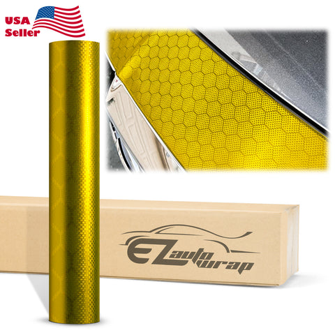 Honeycomb Carbon Fiber Satin Gold Hex Vinyl Wrap