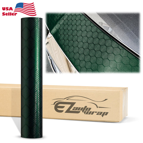 Honeycomb Carbon Fiber Satin Midnight Green Hex Vinyl Wrap