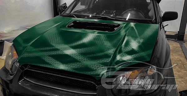 Honeycomb Carbon Fiber Satin Midnight Green Hex Vinyl Wrap