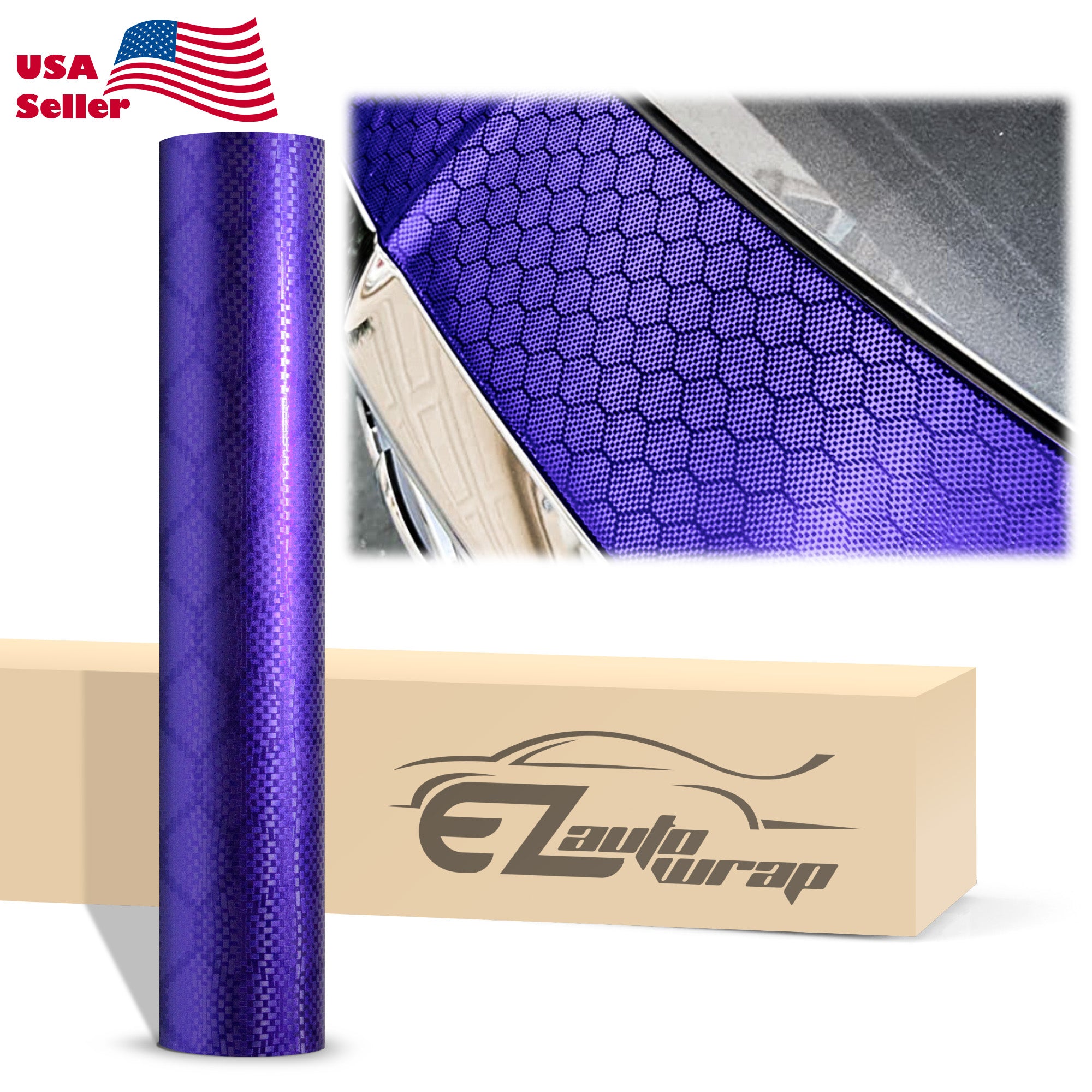 Honeycomb Carbon Fiber Satin Royal Purple Hex Vinyl Wrap