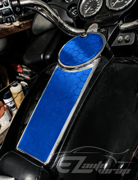 Honeycomb Carbon Fiber Satin Royal Blue Hex Vinyl Wrap