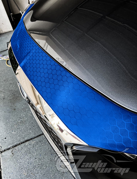 Honeycomb Carbon Fiber Satin Royal Blue Hex Vinyl Wrap