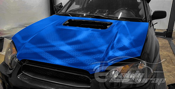 Honeycomb Carbon Fiber Satin Royal Blue Hex Vinyl Wrap