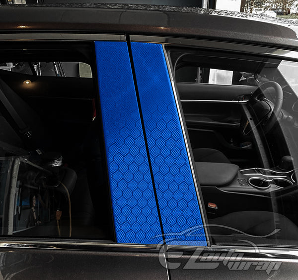 Honeycomb Carbon Fiber Satin Royal Blue Hex Vinyl Wrap