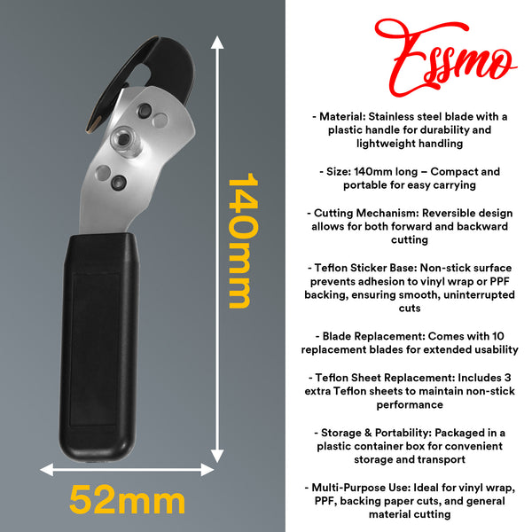 ESSMO Slitter Cutter Set Black Cutter with 10pcs Blade