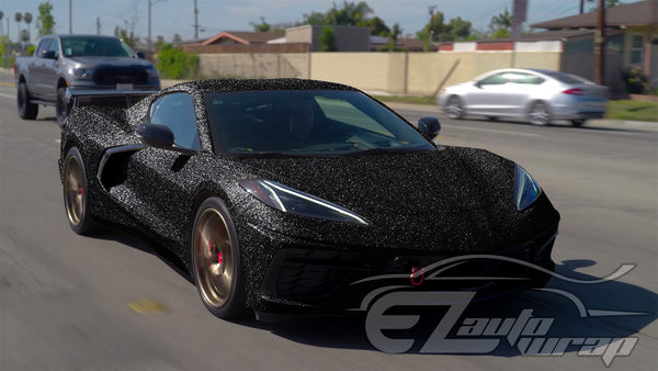 Ultra Diamond Glitter Matte Flat Black Vinyl Wrap