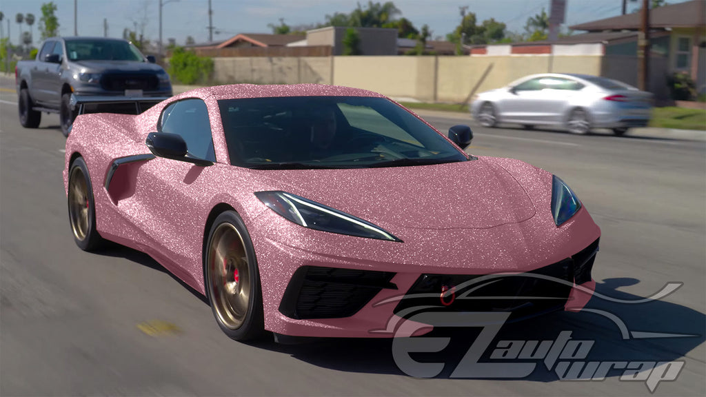 Best Matte Diamond Gold Pink Vinyl Car Wrap K-4003