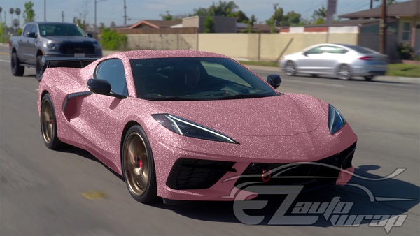 Ultra Diamond Glitter Matte Flat Pink Vinyl Wrap