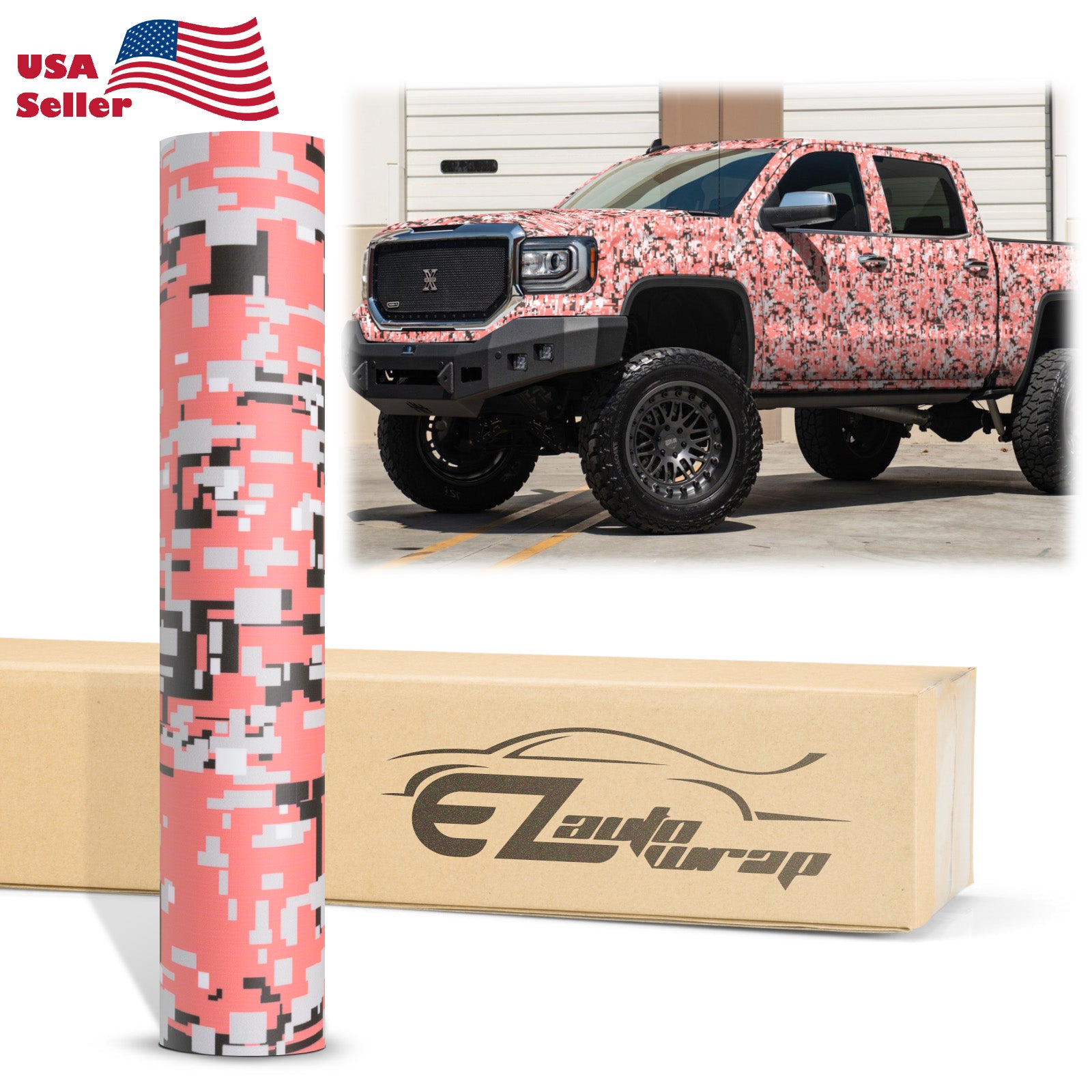 Camouflage Digital Orange Vinyl Wrap