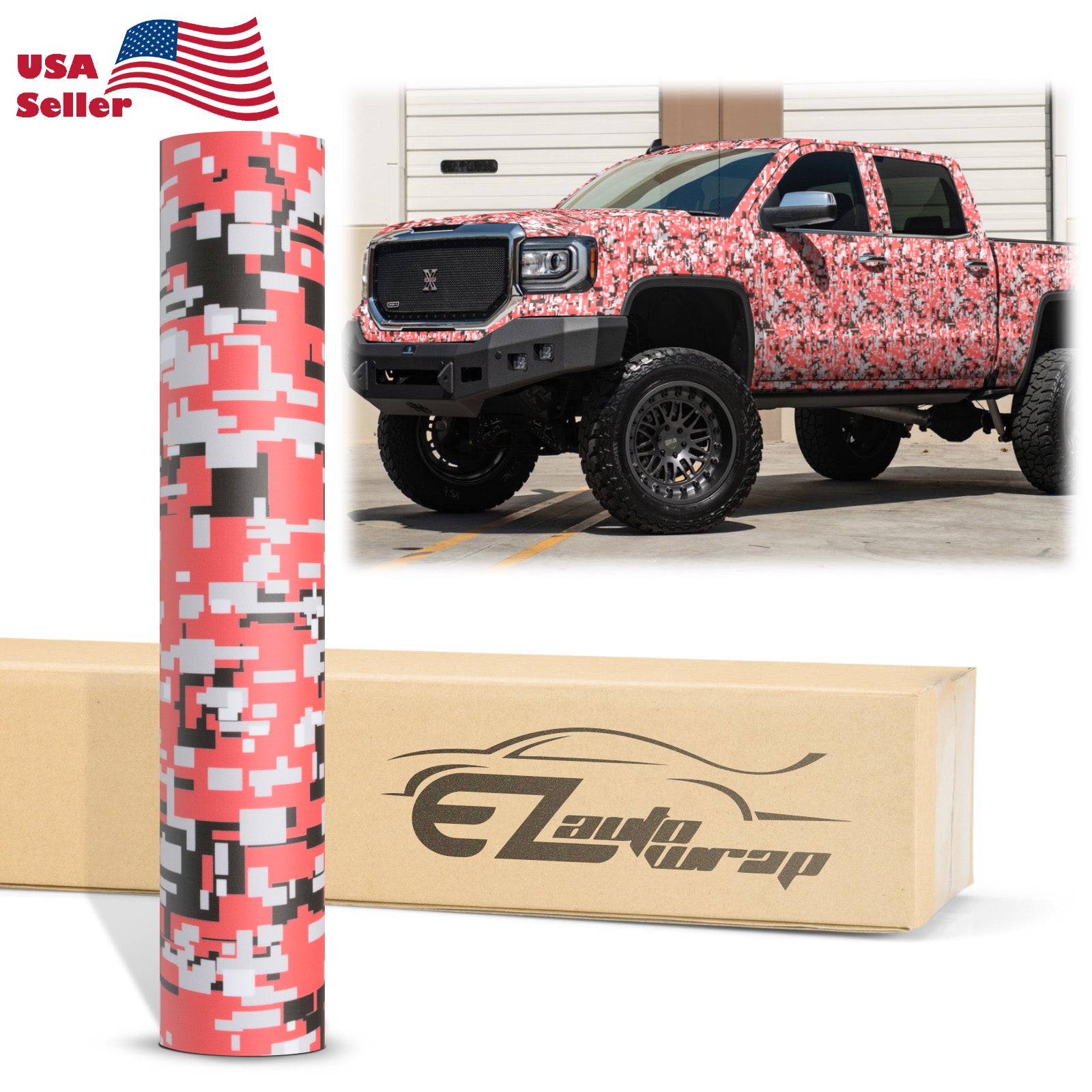 Camouflage Digital Red Vinyl Wrap