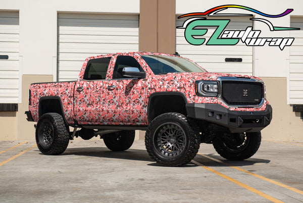 Camouflage Digital Red Vinyl Wrap