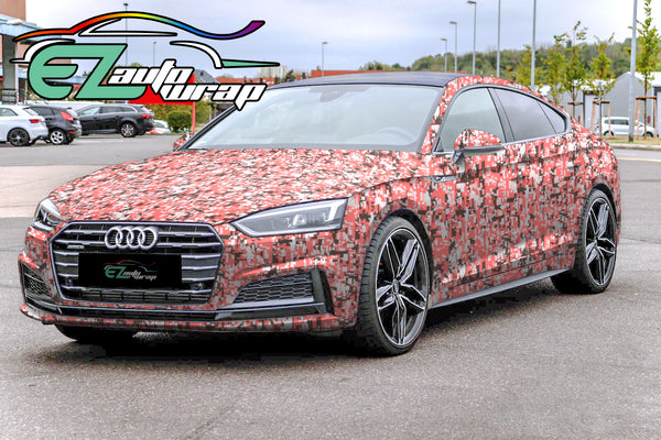 Camouflage Digital Red Vinyl Wrap