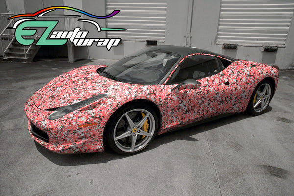 Camouflage Digital Red Vinyl Wrap
